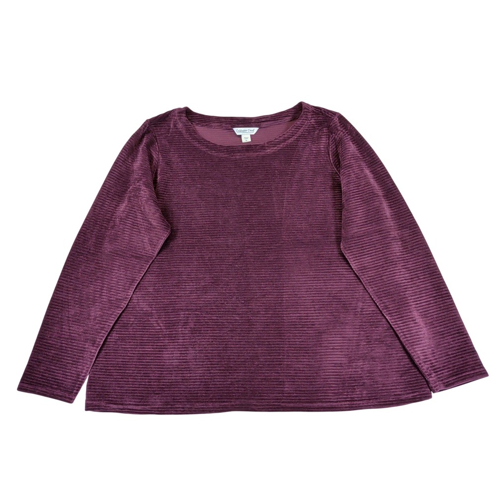 Coldwater Creek Purple Ribbed Knit Long Sleeve Scoop Neck Top XL 601984